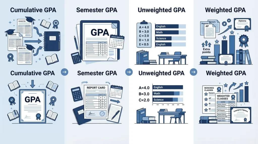 Cumulative GPA vs Semester GPA vs Weighted vs Unweighted